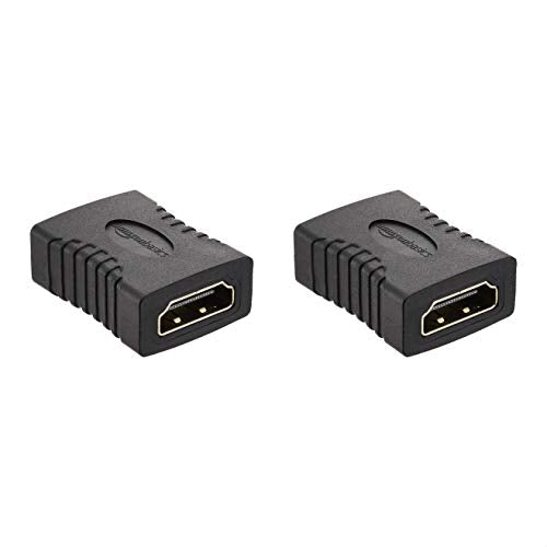 Amazon Basics HDMI Female to Female Coupler Adapter for 4K@60Hz Video (2 Pack), 29 x 22mm, Black