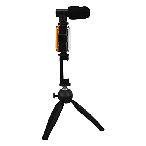 Portable Live Video Kit, Mobile Phone Photography Set with Fill Light Microphone Tripod and Phone Holder for Vlogging Live Streaming (Black) - color: Black