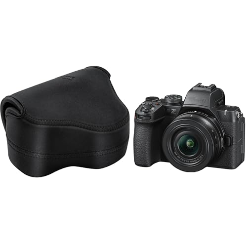 KIWIFOTOS Neoprene Mirrorless Camera Sleeve Case for Canon EOS R7 R10 +18-45mm Lens Nikon Z5 z5II Z6 Z6III +24-50mm Lens Z50II +16-50mm Lens Camera Pouch - color: Neoprene Camera Sleeve Black