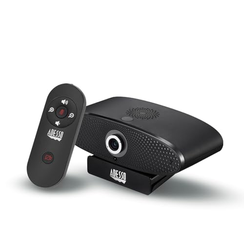 Adesso 4K Webcam for Conference and Meeting Room, PC and Laptop with Remote Control Ultra HD Boardroom Camera with 8MP CMOS Sensor, Adjustable View Angle, 4X Zoom, Clear Speaker, and Microphone