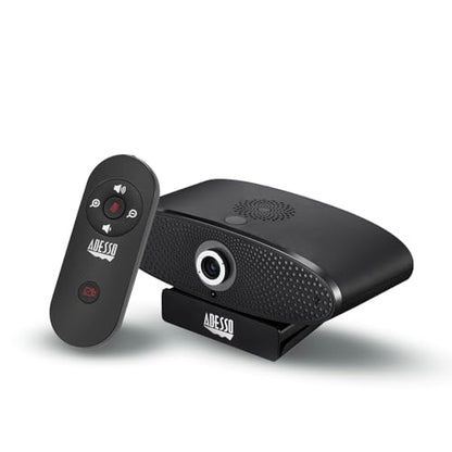 Adesso 4K Webcam for Conference and Meeting Room, PC and Laptop with Remote Control Ultra HD Boardroom Camera with 8MP CMOS Sensor, Adjustable View Angle, 4X Zoom, Clear Speaker, and Microphone
