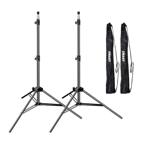 EMART 7 Ft Light Stand for Photography, Portable Photo Video Tripod Stand, 2 Pack Lighting Stand with Carry Case for Speedlight, Flash, Softbox,Strobe Light, Camera, Photographic Portrait - color: Black