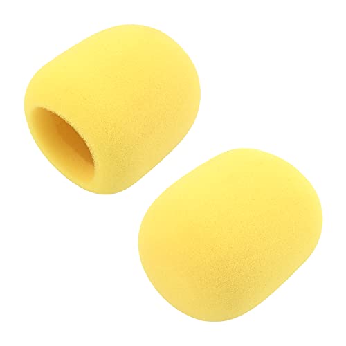 Fielect 2Pcs Microphone Cover Sponge Foam Mic Cover Handheld Microphone Windscreen Shield Protection Micro Foam Filter Yellow for KTV Broadcasting - color: Yellow