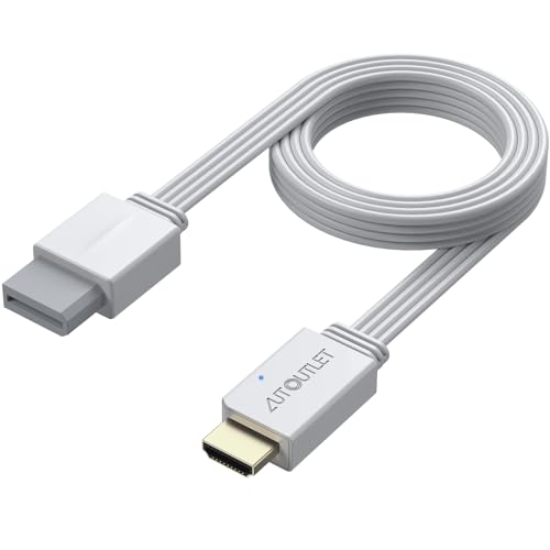 AUTOUTLET Wii to HDMI Cable Converter 1080P 5ft/150cm for Full HD Device, Adapter with HDMI Male Cable Output Compatible with Nintendo Wii, Wii U, HDTV, Monitor-Supports All Wii Display Modes - color: White, size: 5ft