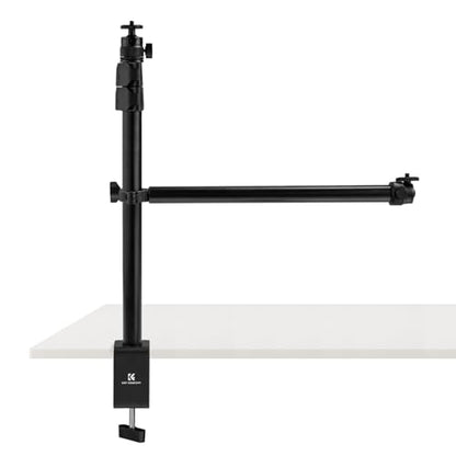 K&F CONCEPT Desk Mount Stand with Extension Arm, 37-91cm Adjustable Overhead Camera Mount, 1/4" Ball Head & 3/8" Adapter, C-Clamp for Ring Light, DSLR Camera, Smartphone, Live Streaming, Video