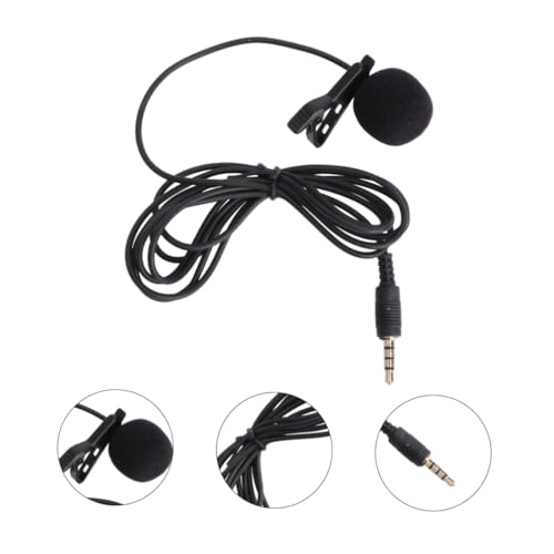 Mini Metal Clip Lavalier Microphone Omnidirectional Condenser Mic for Mobile Phones Laptops and Cameras for Streaming Video Calls and Recording Black
