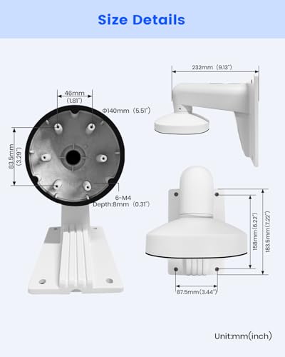 Wall Mount Bracket Aluminum Alloy Arm for IP Dome Security Cameras, Holder Outdoor Junction Box Cable Pole Mounting Arm (White) - size: Pole Bracket 1 for Bullet Cam