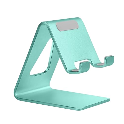 Aoviho Desk Cell Phone Stand - Aluminum Phone Holder Cradle Dock for iPhone 13 12 Pro 11 X Xs Max 8 7 6 6s Plus SE 5 5s Samsung, All Smart Phones 4-10 Inch, Fresh Green - color: Fresh Green