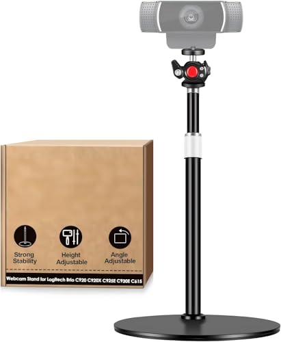 Webcam Stand for Desk with Heavy Duty Metal Base for Logitech Webcam Brio 4K C920 C920X C920S C922 C922X C925E C930E C930 C615, GoPro Hero 8/7/6/5and Other Devices with 1/4" Thread