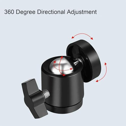 Mini Ball Head, 1/4" Swivel Mini Ball Head Screw Tripod Mount for LED Video Light, Microphone, Cameras, Camcorders, Smart Phone (2 Pack)