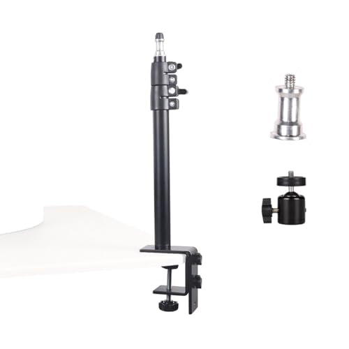 Camera Desk Mount Table Stand - Height & Angle Adjustable Light Stand 360° Rotation, Lightweight Aluminum for Live Streaming, Video Conferencing | Ideal for Content Creators, Photographers