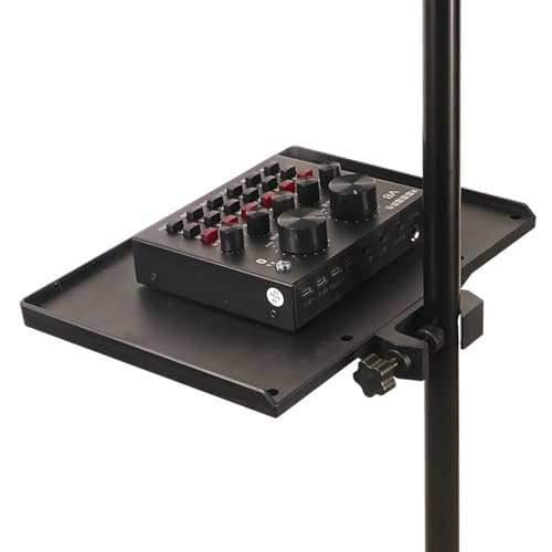 Mic Sound Card Holder For Microphone Stand Tray Clamp-On Mic Rack Tray Height Adjustable With O-Rings Clamps Desktop Speaker Stand