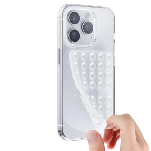 Klearlook Silicone Suction Cup Phone Case Mount Double Sided, Sticky Phone Grip with Higher Suction Power for Cell Phone, Hands-Free Phone Accessories Holder for Selfies and Videos, Transparent - color: Clear