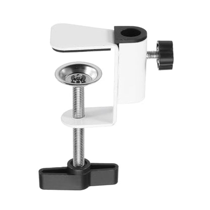 HARFINGTON Metal Table Clamp Mount 2" Hole Dia Clamp for Desk Lamp Mount Stand Universal Cantilever Bracket with Adjustable Screw Plastic Handle for Microphone Arm Lamp Stand, White - size: 2 Inch, style: Plastic Handle