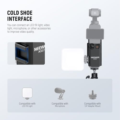 NEEWER Basics Pocket 3 Extension Adapter Mount Kit Compatible with DJI Osmo Pocket 3, Expansion Cage Frame, Dual Cam Setup with Cold Shoe for DSRL Digital Camera Vlogging, GP-68