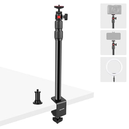Camera Desk Mount Table Stand with 360° Ball Head, Table Light Stand with 1/4" Screw & C Clamp, Webcam Stand Mount for DSLR Camera Video Light Ring Light Live Streaming Vlog (811002) - style: 811002 - Table Stand
