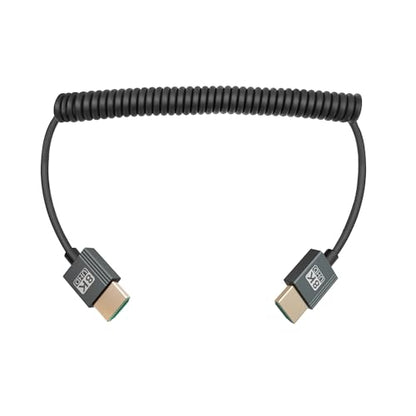 Coiled HDMI 2.0 Cable (A to A), 8K@60Hz 18Gbps High-Speed Supports 3D TPU Camera Cable Suitable for BMPCC 4K/6K, Panasonic S1H/GH5, Atomos Ninja V, Monitor, Gimbal, Video Transmitters