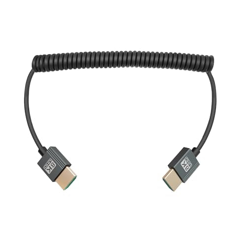 Coiled HDMI 2.0 Cable (A to A), 8K@60Hz 18Gbps High-Speed Supports 3D TPU Camera Cable Suitable for BMPCC 4K/6K, Panasonic S1H/GH5, Atomos Ninja V, Monitor, Gimbal, Video Transmitters