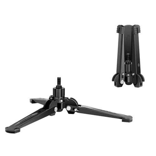 Manbily Mini Tripod Base for Monopods, 3/8" Screw Desktop Stand with Three Feet, Monopod Support, Travel for Ball Head Tripod/Fluid Head DSLR Camera Camcorder, Tilt 20° & Rotate 360° (Black) - color: Black