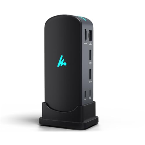 Type C 12 in 1 Wozoyo Docking Station, 4K@60Hz HDMI, Gigabit Ethernet 2XType-C 10Gbps, USB 10 Gbps, PD 100WUSB 2.0, AUX & MIC, SD/TF, Compatible Thunderbolt 4, macOS, Windows, Android & iOS - style: 12-in-1