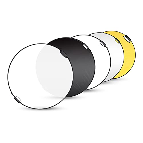 Selens 43 Inch (110cm) Photography Reflector, Collapsible Light Reflector with Carrying Case, 5 in 1 Reflector for Photography Photo Studio Lighting -Translucent, Silver, Gold, White and Black