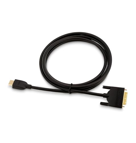 Amazon Basics HDMI to DVI Adapter Cable, Bi-Directional 1080P, Gold-Plated, 6 ft/1.8 m, Easy to Install, Black - size: 6 ft, style: 1-Pack