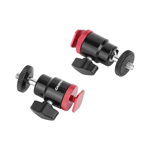 CAMVATE Camera Hot Shoe to 1/4"-20 Screw Ball Head Mount(2 Pieces)-3673