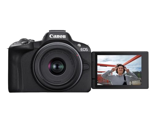 Canon EOS R50 Mirrorless Camera RF-S18-45mm F4.5-6.3 is STM Lens Kit, 24.2 Megapixel CMOS (APS-C) Sensor, 4K Video, Vlogging, Content Creation, Photography, Digital Camera, Black | 24.2MP Aps-C CMOS, Digic X, Dual Pixel CMOS Af Ii, 6K-Oversampled 4k30p, R