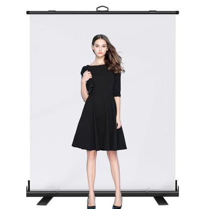WASJOYE Retractable White Backdrop Screen - 62.2 x 79 in Professional Pull Up Panel Auto-Locking Wrinkle-Resistant Photography Background for Video Conference, Live Game, Photographic Studio Streaming - color: White, size: 62.2 X 79 in
