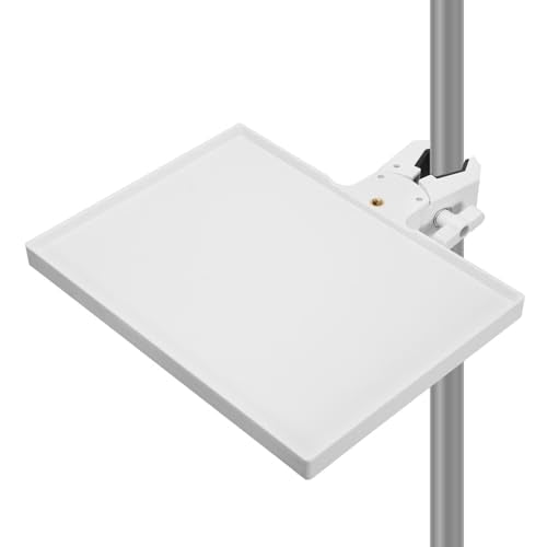 Microphone Stand Tray, Clamp-on ABS Sound Card Shelf with NonSlip Edges, 2kg Load Adjustable Utility Holder for Mixer Controllers, Interfaces and Studio Recordings Accessories - color: White, size: T 6