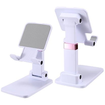 Cell Phone Stand Cute Mobile Holder For iPhone Desk Office Accessories | for thick cases; Under 12" Tablets, e-readers; Folds flat; Anti-slip; Weighted base - color: 01-White