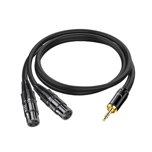 XLR to 3.5mm Adapter Cable, Dual XLR Female to .3.5mm (1/8 inch) Stereo Microphone Y-Splitter Cable Connector (3FT) Black - color: 3.5MM to 2-XLR Female Cable