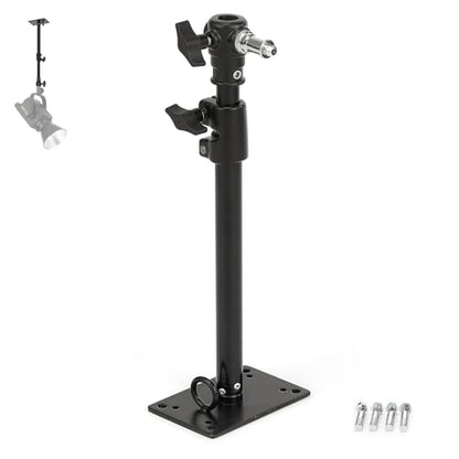 PHOCUS Photography Studio Wall Mount Boom Arm, 22 Inch Adjustable Camera Ceiling Mount Light Stand with 1/4" to 3/8" Threaded Stud for Video Ring Light, Monolight, Softbox, Flash (22 inch) - size: 22 inch