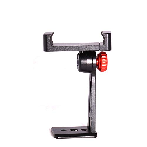 Ruittos Phone Holder for Tripod, Metal Cellphone Tripod Adapter 360 Degree Rotation Vertical Video Smartphone Bracket Clip Compatible with iPhone X XS XR 8 Samsung Galaxy S10 S9+ Huawei (Black C18)