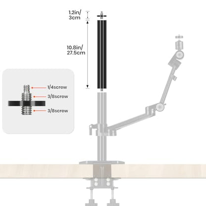 TARION Modular Base Extension Rod - 21.6"/55cm Extension Pole Set (2× 10.8" Sections) Compatible with Titanrig Lite Z, Desktop, Studio, Cart Products - size: Base Rod 21.6" / 55cm