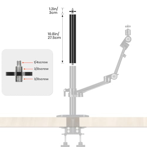 TARION Modular Base Extension Rod - 21.6"/55cm Extension Pole Set (2× 10.8" Sections) Compatible with Titanrig Lite Z, Desktop, Studio, Cart Products - size: Base Rod 21.6" / 55cm