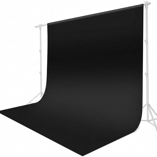 UTEBIT 6.5x10ft Black Photography Backdrops Non-Reflective Fabric Photography Backdrop Chroma Black Screen Sheet Polyester Wrinkle Resistance Curtain for Video Streaming Studio Portrait Shoots