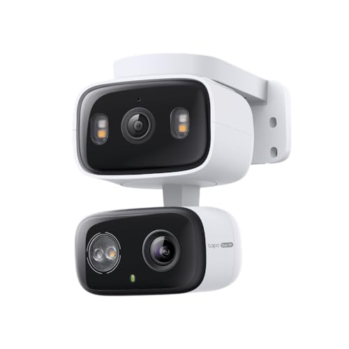 Tapo 2K Indoor/Outdoor Dual Lens Pan/Tilt Wired Security Camera - 125° Wide-Angle View + 6mm Zoom, Motion Track, Person/Vehicle Detection, Local Storage or Optional Cloud, C246D - size: 1-Pack, style: 2K Dual-Lens Pan/Tilt