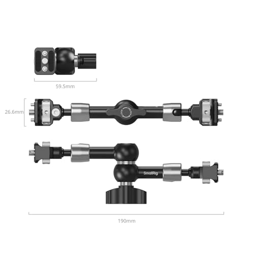SMALLRIG 7'' Magic Arm with 1/4"-20 Screws & Spring-Loaded Pins, 1.5kg Load Capacity, 360° Dual Ball Head, Non-Slip Design for Cameras/Lights/Monitors/Mics/Phones – 5308 - style: 1-Pack (Spring-Loaded Pins)