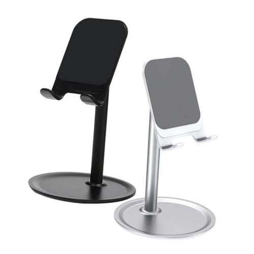 KALLORY Metal Phone Holder for Desk Adjustable Tablet Stand for Tablets Flexible Lazy Bracket Compatible Smartphones Space-Saving Design White - color: White