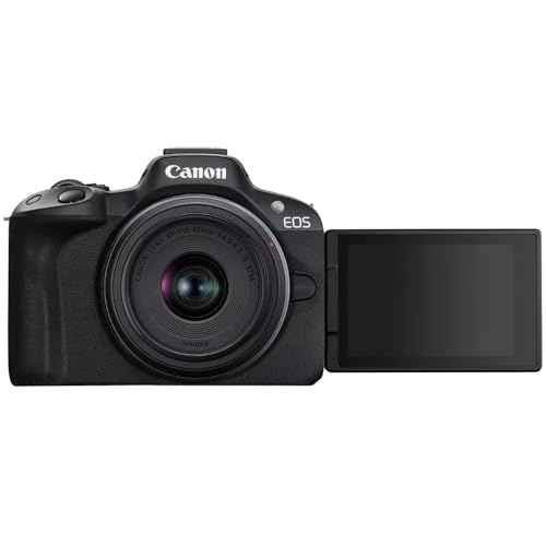 Canon EOS R50 Mirrorless Camera Body with 2 Lens Kit RF-S 18-45mm is STM and RF-S 55-210mm is STM 5811C022 Bundle with Deco Gear Camera Bag + Microphone + Tripod + Photography Pro & Accessories Kit - color: Jet