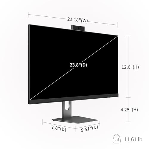 All in One Desktop Computer, 24" Display, i5 CPU Up to 3.3 GHz, 16GB RAM, 256 GB SSD, Privacy Protection Webcam, WiFi 6 + BT 5.3, Win11 Home, Black