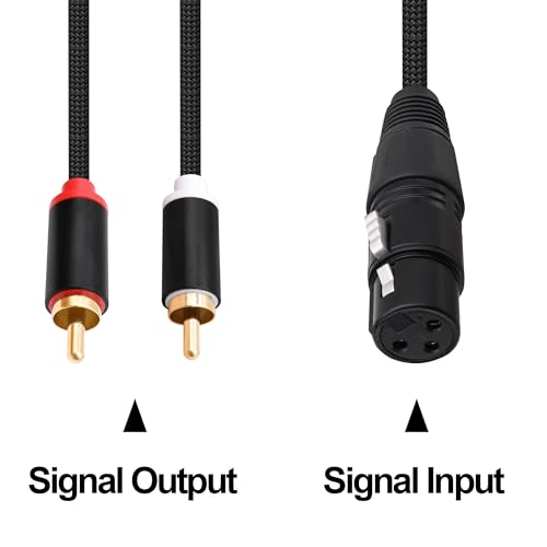 XLR to 2 RCA Splitter Cable Patch Audio Connector 2M | Dual RCA Phono Male Plugs to XLR 3 Pin Female Adapter,for Microphone Amplifier Mixer Instruments - style: Female