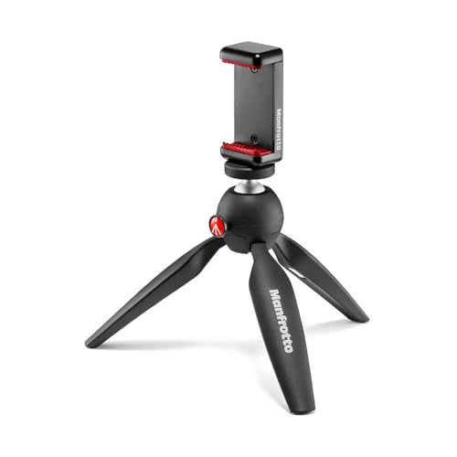 Manfrotto Mini Tripod with Universal Smartphone Clamp, Made in Italy, for iPhone with or Without Case, CSC, Vlogging, Videography, MKPIXICLMII-BK - style: Black Tripod Kit with Universal Smartphone Clamp, Made in Italy