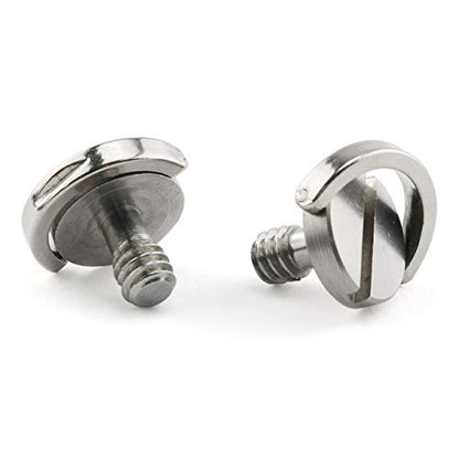 E-outstanding D-Ring Hinged Screw 2PCS 1/4-20 10mm Length Thread D Shaft Stainless Steel Camera Quick Release Plate Mounting Fixing Screws for Camera Tripod Monopod QR Plate