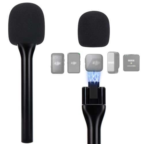 SUNMON Wireless Mic Magnetic Holder for DJI Mic Mini, Portable Handheld Microphone Interview Stand with Pop Filter, Compatible with DJI Mic1/2, Rode Wireless Micro/GO 2/ME/Pro - size: Magnetic Handheld with 1 Pop Filter