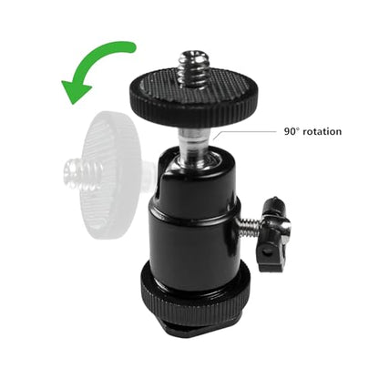 Hot Shoe Phone Mount for Camera, Ball Head Adapter with Phone Clamp - 360° Rotatable Smartphone Holder for DSLR/Mirrorless/Action Cam Live Streaming
