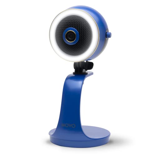Movo WebMic HD Pro All-in-One Webcam with Mic and Ring Light in Royal Blue- 1080p HD Camera, Pro Cardioid Condenser Microphone, LED Ring Light - HD Webcam for Streaming, Video Calls, Recording, Gaming - color: Royal Blue