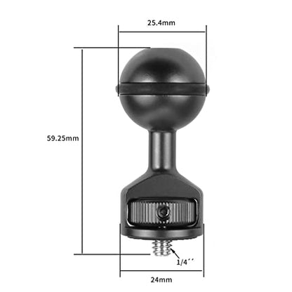 1 Inch Ball Mount Head Adjustable Adapter with Cold Shoe Base for Underwater Camera Case Video Flash (Kit A) - color: Kit A