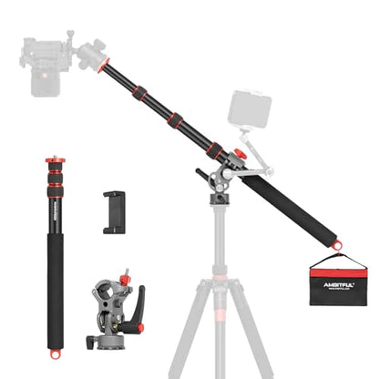AMBITFUL 56.5" Heavy Duty Tripod Extension Boom Arm, 360° Swivel Overhead Camera Mount with 1/4"-3/8" Screw, 22lbs Load Capacity for Photography & Live Streaming - size: GM08-Tripod